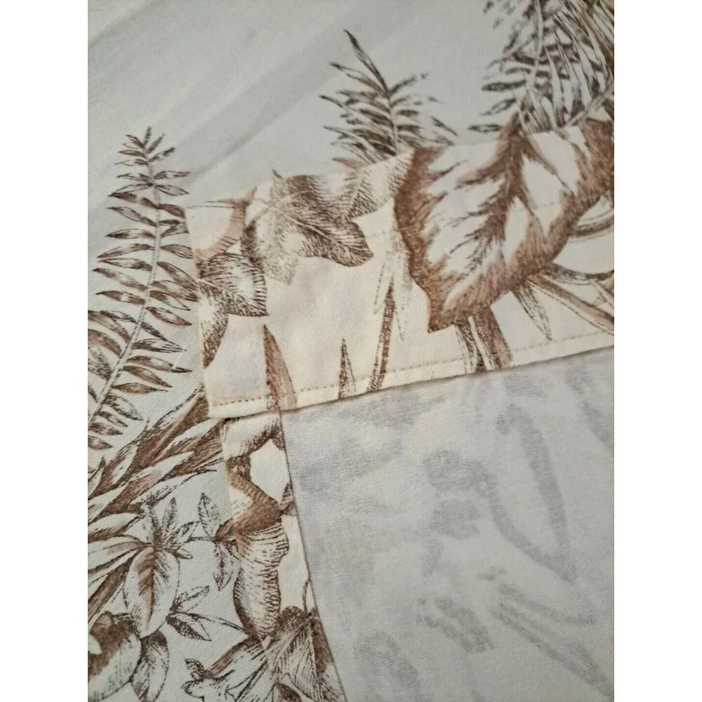 Tropical Palm Tree Curtain Panel Beige Flowers Beach House Cottage 65x34